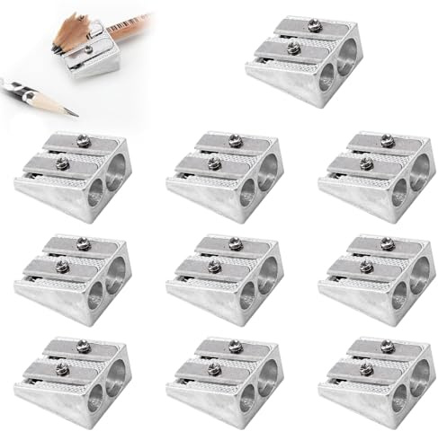 DAKLUNAR 10 st magnesiumpennvässare, överlevnad, magnesiumpennvässare, dubbelvässare, av metall, dubbla hål, pennvässare, multifunktionell magnesium, pennvässare för skola, utomhus (10)
