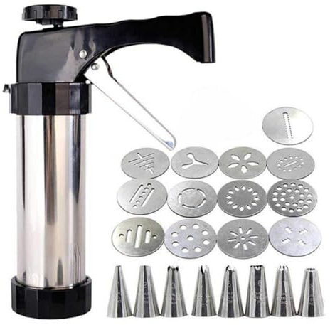 GSJNHY Pastry Syringe Set Stainless Steel Cookie Cake Cream Decorating Cookie Making Machine Nozzles Mold Pastry Syringe Extruder Baking Tools