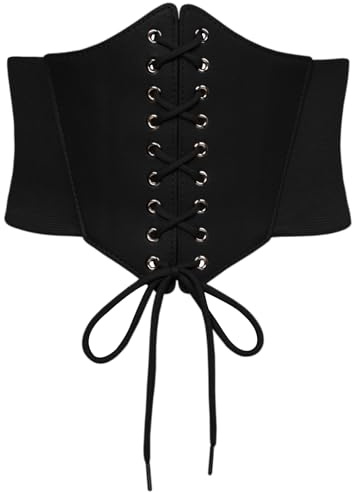 SCARLET DARKNESS Steampunk Damen Corset Unterbrust Halloween Karneval Fasching Miedergürtel Schwarz M