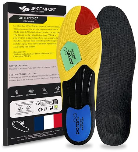 JP COMFORT Plantillas de Gel Con Doble Poron | Ortopédicas para Hombre Trabajo | Fascitis Plantar Con Soporte al Arco del Pie | Metatarsalgia (43-46)