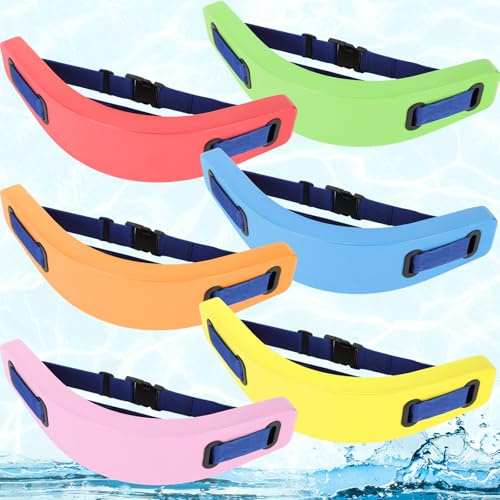 Civaner 6 Pcs Flotation Swim Belt Bulk Snorkel Float Belt with Adjustable Straps Water Aerobics Equipment Training Ski Water Fitness Exercises Flotation EVA Foam for Adults Women Men (Multicolor)