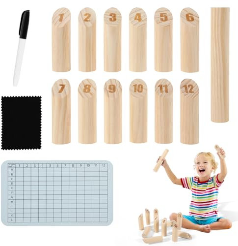 Kubb Wikinger Spiel aus Naturholz – Skandinavisches Wurfspiel für Erwachsene und Kinder – Outdoor-Spiel für Garten, Strand und Park – Inklusive Spielanleitung