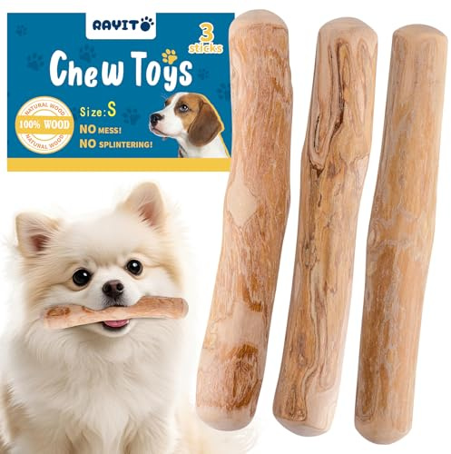 RAYITO 3 Pack Coffee Wood Dog Chew Toy - S, Dogs Chew Toys Dog Woods Chew Puppy Teething Toy Puppy Chew Toys Coffee Wood Stick for Small and Medium Dogs and Puppies