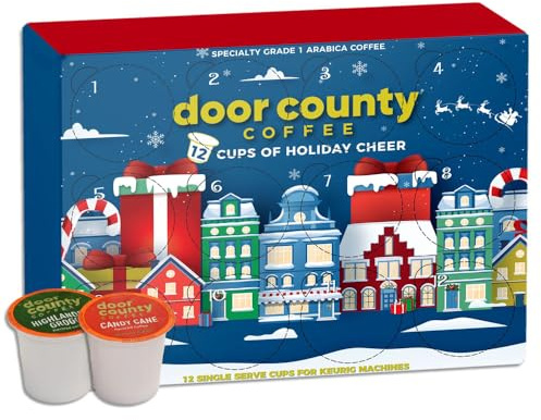 12 Cups of Holiday Cheer Coffee Single Serve Cup Gift Box - 2025 Christmas Advent Calendar - 12 Cups - Unique Flavor Each Day
