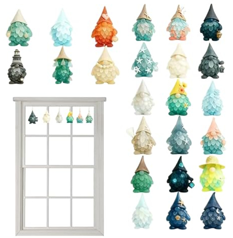 Havsglas advent, tomte julkalender – 24 mini ornament nedräkning till semestern | gör-det-själv handgjord akryl gnom för X mas hemvisning