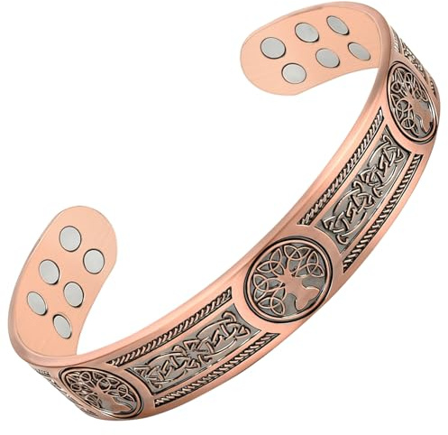 Pulsera de cobre, Pulsera magnética hombre, Joyería árbol de la vida, Regalo (Estilo 2)
