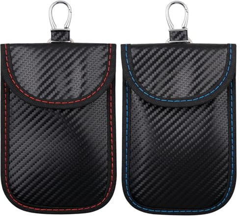 JJQHYC 2 Pièces Pochette Faraday Clé Voiture Sécurité Keyless Go Pochette Anti RFID Etui de Protection pour Clés de Voiture - Sac Blocage de Signal RFID