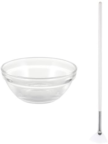 TIDTALEO Juego de 2 Pinceles para Mascarilla Facial con Cuenco de Vidrio, Brocha Aplicadora de Cerdas de Nailon y Mango Ergonómico, Adecuado para Tratamientos de Sueros y Lociones Hogar