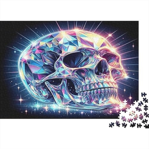 Calavera de Cristal Puzzle de 1000 Piezas Puzzle para Adultos Papel Estilo Luz Nocturna Puzzle para Toda la Familia Relajación Decoración Regalo 38x26cm/1000pcs