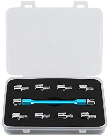 Qiilu Llave de radios de motocicleta, Juego de llaves CNC de llave de radios de motocicleta 5.0-6.8 Longitud 93 mm / 3.7in para la mayoría de las motocicletas(Azul)