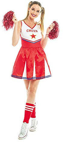 Partilandia Disfraz Animadora Mujer【Tallas Adulto S a L】[Talla S]【Uniforme Cheerleader Rojo】 Disfraces Mujer Carnaval Despedidas