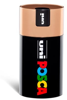 Posca - UniPosca komplett set med 18 blandade akrylpennor, 2,5 mm medium spets - färger för barn och konstnärer Posca som är lämpliga som tygfärger, trä och mer, i presentförpackning brons
