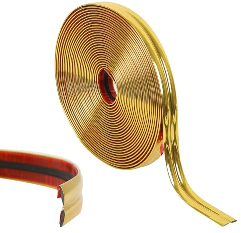 Modanature decorative autoadesive, da 10 m, per parete, soffitto, parete, specchio, angolo, armadio, armadio e rivestimento automatico, sbucciare e incollare (oro)