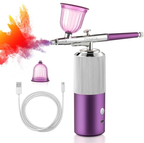 Kabelloses Airbrush Set Mit Kompressor,Tragbare Air Brush Kompressor-set,Wiederaufladbare Airbrush für Nägel,Modellmalerei,Kuchen,Make-up