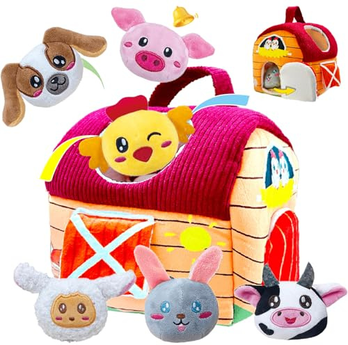 Afufu Baby Montessori - Juguete para niños de 6 a 12 Meses, Juguete de Granja con Papel crujiente, sonajero sensorial de motricidad a Partir de 1 año, Juegos educativos para bebés