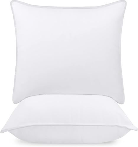 Promo Linge Set of 2 Soft Microfibre Fluffy Pillows, Height Adjustable, Polyester Filling, Various Sizes (White, 60 x 60 cm)