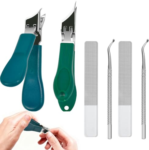 Vijixka 2 Cortaúñas Inclinados, Cortaúñas Gruesos Para Personas Mayores, cortaúñas con Mordaza Ancha(Grande: 10,8 cm + Pequeño: 8,8 cm)