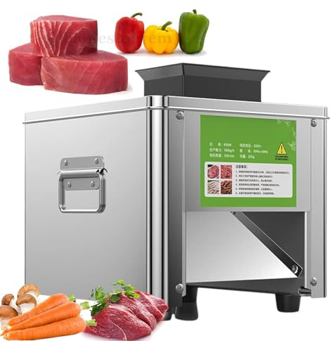 wshqdm Cortadora de Carne Comercial de 850 W, cortadora de Tiras de Acero Inoxidable eléctrica de 150 KG/H, cortadora de Cubos, cortadora de Verduras para Restaurante, Tienda, fácil de Limpiar