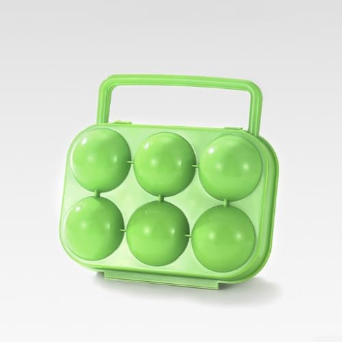 Eawfgtuw Boîte de rangement en plastique ABS avec poignée et couvercle de verrouillage, pour 6 œufs en plein air, camping, pique-nique, bleu/orange/vert (vert)