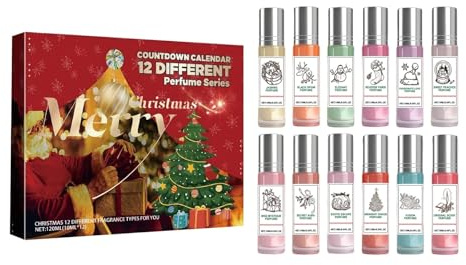 Adventskalender 2025, presentförpackning med 12 dofter, festlig doft, långvarig doft, adventskalender för kvinnor, perfekt för dagliga resor och möten
