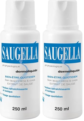 Saugella - Dermoliquide - Soin lavant - Hygiène intime quotidienne - Femmes adultes - A base d’extraits de Sauge - 250 ml (Lot de 2)