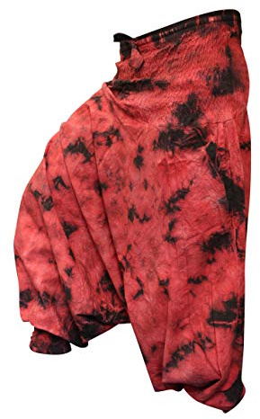 SHOPOHOLIC FASHION Pantalones Harén Holgados Hippy Coloridos Tie-Dye con Elástico en Cintura y Tobillos - Rojo, Talla Única