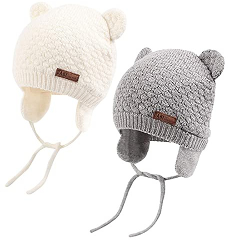 DRESHOW Sombrero de Bebé Gorro de Bebé Niña Lindo Oso Oreja Recién Beanie Gorro de Punto Cálido para Otoño Invierno