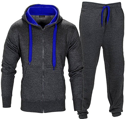 shelikes Mens Tracksuit Set Full Sleeve Fleece Zipper Hoodie Top Bottoms Jogging Joggers Sports Sweat Suit