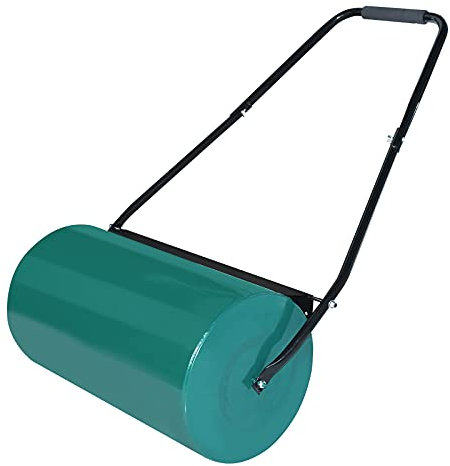 NAIZY Rouleau à main Rouleau de jardin Rouleau à gazon en métal remplissable avec une largeur de rouleau de 57 cm, diamètre de 32 cm Motoculteur Aérateur de pelouse, vert