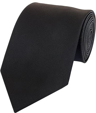 Fabio Farini - einfarbige elegante Unicolor Krawatten für Herren - 6cm/8cm zur Auswahl Schwarz mit Struktur Klassisch (8cm)