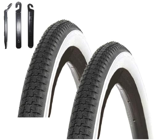 2 x Roverstone 28 Fahrradreifen Fahrradmantel Schwarz/Weiß 40-635 (28 x 1 1/2) inkl. Reifenheber