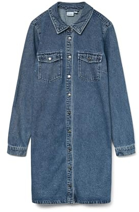 VERO MODA Kvinnlig jeansklänning VMJENNIE kort klänning, Mellanblå denim, L