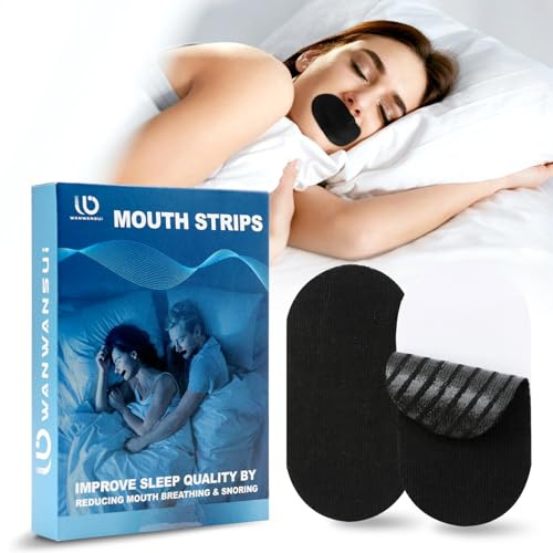 Scettar 50 Tiras Bucales Para Dormir Mouth Tape For Sleeping DURACIÓN y CONFORT Tiras Bucales Antirronquidos Tapa Bocas para dormir Cinta Bucal para Dormir Respiración Bucal Reducida (Negro)