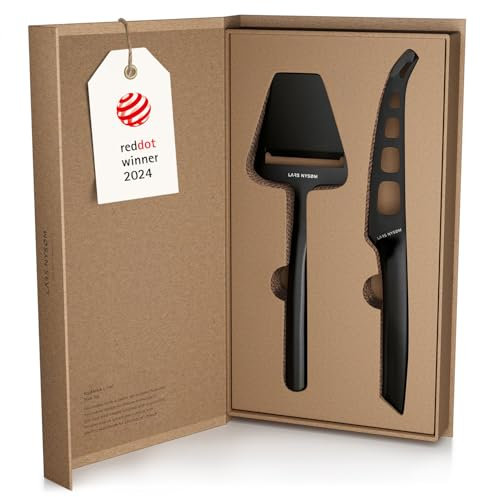 LARS NYSØM Set di coltelli e affettatrici per formaggio 2 pz. Set di coltelli e affettatrici per formaggio in acciaio inox (Carbon Black)