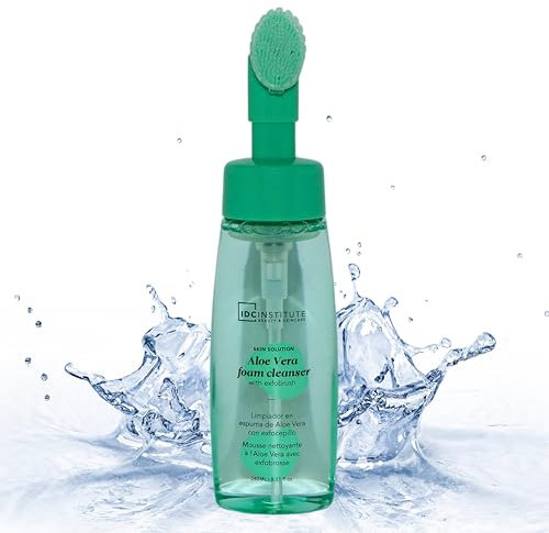 Limpiador Facial Con Aloe Vera Para Piel Sensible y Mixta, Desmaquillante, Hidratante. Espuma Limpiadora Facial Con Cepillo Limpia, Tonifica y Refresca La Piel. Limpiador de Poros 240 mL. (Aloe Vera)