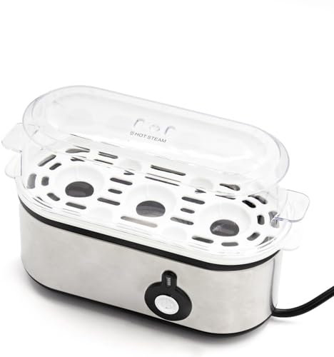 3 PAGEN® Eierkocher elektrisch für 3 Eier, Härtegrad wählbar, Egg cooker inkl. Wasser-Messbecher und Signalton, Eier Kocher für ideale Härtestufe, geeignet für 1 bis 3 Eier