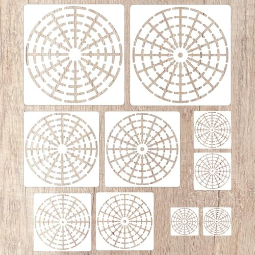 10stk Mandala Dotting Schablonen, 5 Größen Wiederverwendbare Mandala Schablonensegment Mandala Vorlage für Punktmalerei Werkzeugset für Papierwände Holz Leinwände DIY-Malkunstprojekte