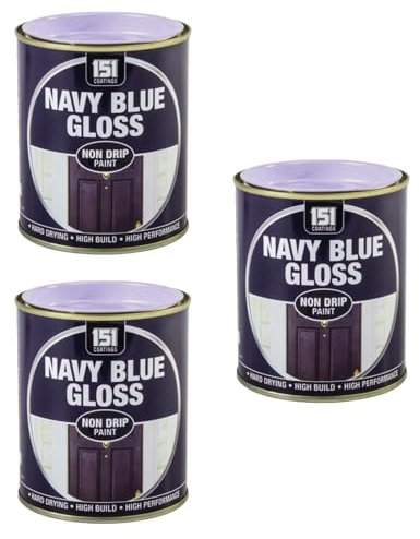 SDMAX Navy Blue Gloss Non-Drip Paint, Hard Drying, Non-Cracking, Vibrant Colour, Durable And Long Lasting Performance, Easy To Use, Interior And Exterior Use, 300ml (3pcs)
