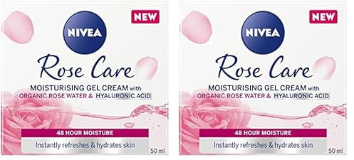 NIVEA Soft Rose 24h Day Cream (50 ml), Face Care with Rose Water and Hyaluron, Light Gel Face Cream for Smooth Delicate Skin, Moisturising Cream (Pack of 2)