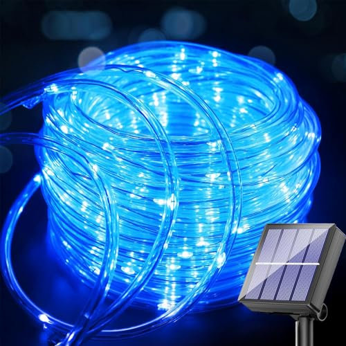 Aofonchy Solar LED Rope Lights Outdoor, 33Ft 100 LEDs Waterproof Tube String Lights with 8 Lighting Modes Solar Powered Fairy Lights for Christmas Wedding Tree Patio Lawn Garden Party Decor