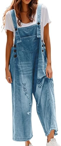 Hängselbyxor för kvinnor jeans i ett stycke overall ledig overall med breda ben mjuk justerbar jumpsuit justerbara remmar lekdräkt lättviktig ärmlös moderskap oversized overall med fickor denimbyxor