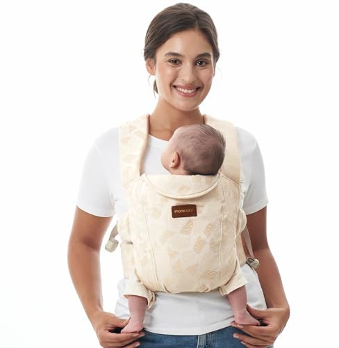 Momcozy Babytrage Neugeborene ab Geburt | Ergonomische Tragehilfe mit Nackenstütze | Leicht & sicher (3-11 kg), Geometrische Muster