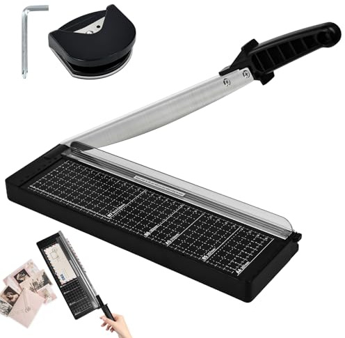 Huucozn Papierschneider a4 Kompakt 34 cm Hebelschneider Papierschneidemaschine Paper Cutter Papier Schneidegerät Schneidemaschine Papier für Schneiden Kunststofffolie Kraftpapier Karton Fotos(Schwarz)