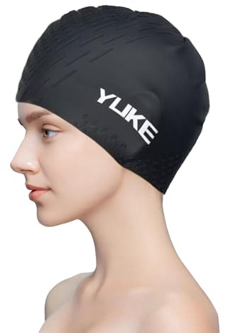 VANOLU Silicone Swim Cap for Long Hair Adults Women Men, Waterproof Stretchy Swimming Caps, Durable Tear Resistant Bathing Cap