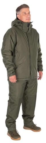 FOX Collection Winter Suit Green Large | Thermal Jacket and Trousers | Waterproof | Fleece Lined | Zip Pockets | Internal Chest Pocket | Adustable Hood and Fit | Reinforced Knees | Code CCL342