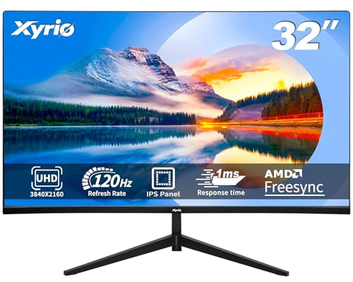 Computer Monitor, 4K Computer Monitor (3840 x2160) up to 120Hz, Gaming Monitor 32, Gaming Monitors w/ 99% sRGB, AMD FreeSync, IPS Panel,Computer Monitors w/ 1ms Display, VESA Mountable, Black