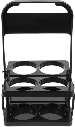 SHINEOFI Cesta Plegable Portabotellas para Cerveza y Vino Asa Soporte Portátil Negro para 4 Botellas Adecuado para Hogar Picnic y Barbacoas Resistente y Reutilizable