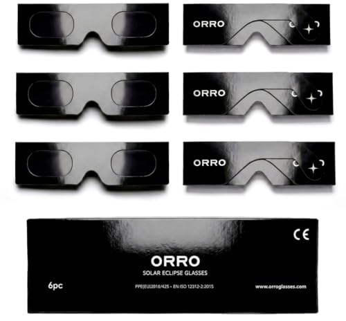ORRO Solförmörkelseglasögon 45 mm, 2-/6-/12-pack, Passar Över Vanliga Glasögon, Certifierat Ögonskydd, Testade enligt EN ISO 12312-2:2015, CE-märkta - Edge Fit