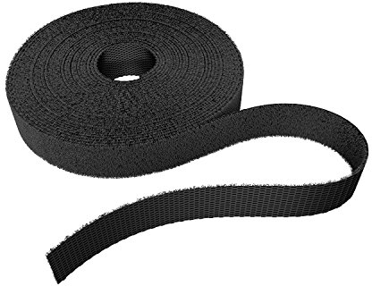 KabelDirekt – Kabelbinder Klettband – 10m Rolle, 12,5mm breit – zuschneidbare Klett-Rolle/Kabelmanagement mit Klettverschluss (wasserfest, umweltfreundlich, wiederverwendbar – schwarz)