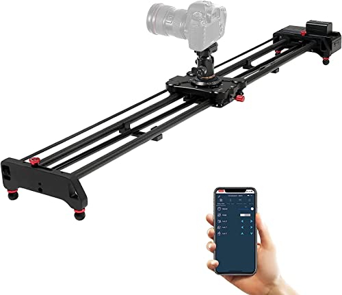 GVM 48“ Camera Slider Motorized for Video Stabilizer Rail, w/Time Lapse Tracking and 120 Degree Panoramic Video Shooting